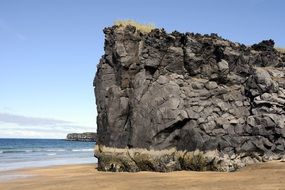 Skardisvik sand Beach Volcanic Rock view