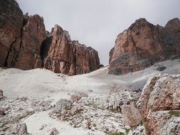 panoramic view of the Pordoi Pass in the Dolomites