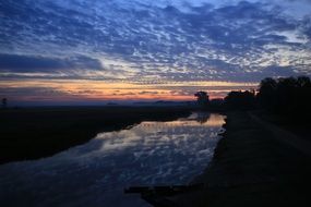 cloudy sky over poland national park at dusk