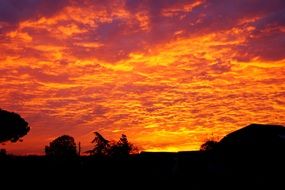 Beautiful colorful sunset in the clouds