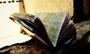 old garden book on windowsill