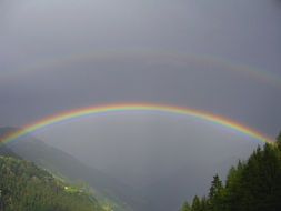 Rainbow in the clouds in the sky