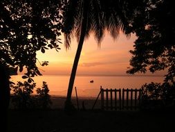 Sea at the sunset in Tobago
