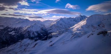 alpine mountains in the snow in austria