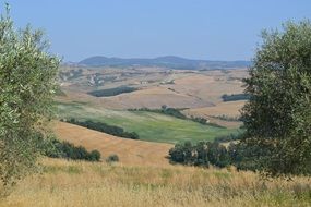 panorama of fields in tuscany