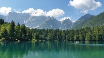 scenic alpine Lake at summer, Italy