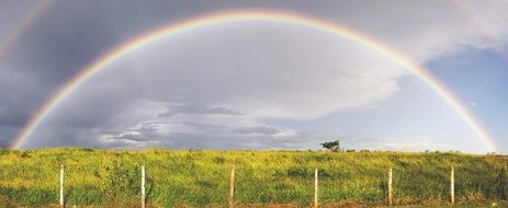 huge rainbow over the field