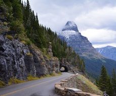 winding road on side of scenic rock, usa, montana, Glacier National Park