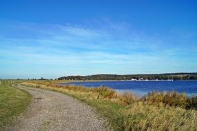 road leading away near the river