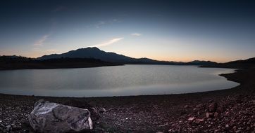 calm lake at scenic mountains, spain, andalusia, viÃ±uela