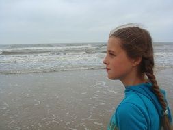 child Girl looking at Sea