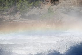 rainbow mist wild waterfall