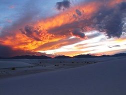 landscape of winter sunset