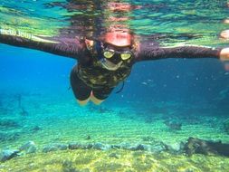 man under blue water