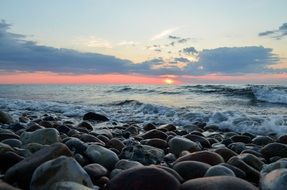Stones on the sunset Beach closeup