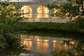 tent with windows near the reservoir
