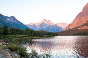 view of swiftcurrent lake in the glacier national park