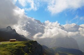 cloudy Switzerland mountains panorama