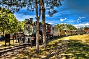 antique locomotive in a museum in Puebla, Mexico