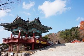 Bulguksa temple in Korea under a clear sky