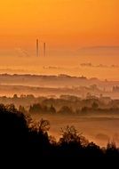 distant view of a sunrise over krakow