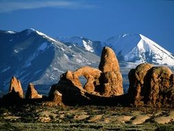 panoramic view of arched cliffs in utah