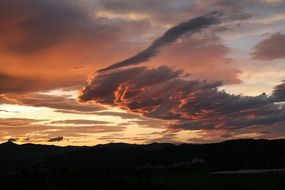sunny evening glow in the clouds