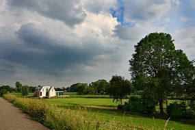 cloudy sky over countryside in the netherlands
