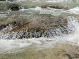 big waves in a mountain stream