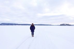 Landscape of lonely human in winter