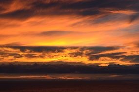 clouds in the orange sky during sunset