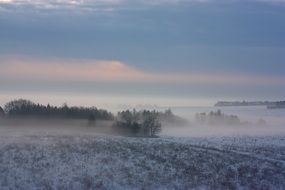 fascinating Morning Fog over the natural landscape