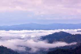 fog over mountains in thailand