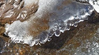 ice on a stone in winter