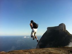 Skydiving in Pedra Da Gavea mountain scene