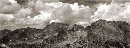 black and white picture of tatry mountains