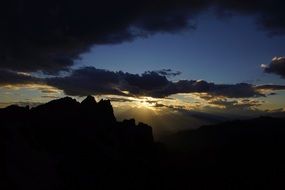 spectacular sunset in the dolomites