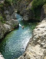 panorama of ardeche george in the river