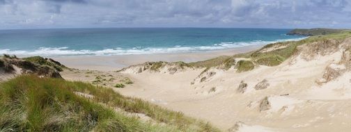 Penhale Sand sea coast Perranporth panorama