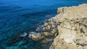 scenic rocky Cape Greko at sea, Cyprus