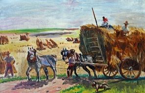 harvesting with horses picture