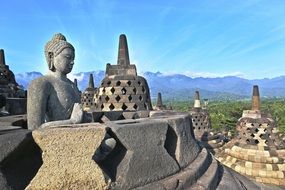 gray buddha statue in Indonesia
