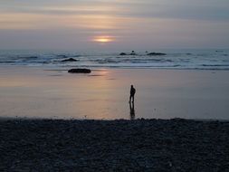 walking man on the sea coast