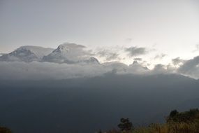 mountains in the clouds in Nepal