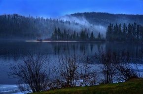 fog over a lake in canada