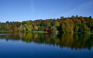 landscape of lake and forest in Stour-Head