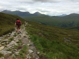 Walking humans on a mountain peak