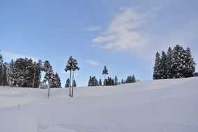 blue sky above winter landscape in the mountains