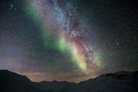 starry sky in the glare of the northern lights