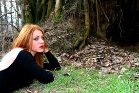 Girl Blonde Brown Eyes nature view